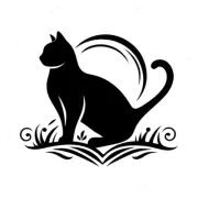 black cat sitting on a white background | Laminated Vinyl Decal Sticker Label
