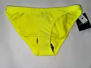 Volcom XS Neon Yellow Simply Mesh Hipster Swim Surf Beach Bikini Bottom New