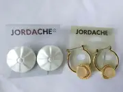 VINTAGE JORDACHE ENAMELED STUD GOLD TONE HOOP EARRINGS LOT OF 2