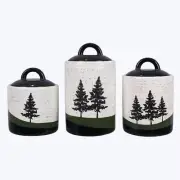 S/3 Ceramic Forest Retreat Canister Set