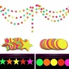 Round Polka Dot and Star Neon Party Drawing Banner for UV Blacklight Glow