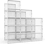 ALINK X-Large Shoe Storage Boxes Organizers for Closet 12 Pack, Clear Plastic Stackable Sneaker Containers/Bins for Entryway, Space Saving Shoe Rack Bin Holder (white)
