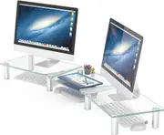 Height-Adjustable Dual Monitor Stand for PC, TV, Laptop, and Xbox