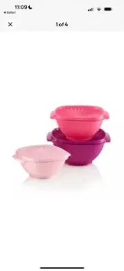 NEW Tupperware Heritage Bowls with Seals set of 3 Pinks and Purple
