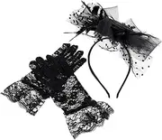 [OATIPHO] Mesh Headband Gloves Goth Outfits Black Mesh Veil Headband Hat Bucket Hat Hats Headwear Beanie Accessories Spa Headband Flapper Facial Headbands Cap Head Wraps White