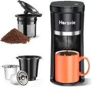 Compact Single Serve Coffee Maker for K-Cups & Grounds, Fast Brew, Black