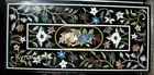 Black Marble Rectangle Meeting Table Top Nature Pattern Inlay Work Dining Table