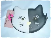 Luv Betsey Johnson Half Black Half White Kitty Cat Wristlet Coin Purse