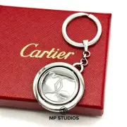 Cartier Keychain Rotating Hallmark Emblem Silver Keyring Disc Charm AD VIP Gift