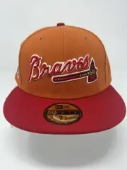 Atlanta Braves - New Era Hat Club Fitted Hat - Size 7 1/2 - Orange Red