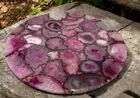 Pink Agate Top Center Coffee Table Handmade Luxury Furniture Console Bar Desk