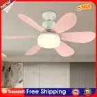 Ceiling Fan LED Lamp E27 Socket Fan Light Remote 42cm (Pink Crystal Shell) AU