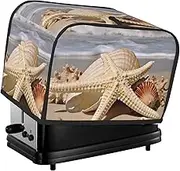 Large Seashell Starfish Toaster Cover 2 Slice Bread Machine Covers Waterproof Universal Size Kitchen Small Appliance Cover with Hang Loop, Dust and Fingerprint Protection