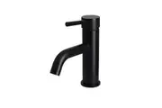 MEIR Round Basin Mixer Curved Spout - Single Lever - Matte Black