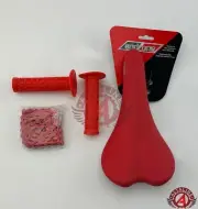 PACKAGE DEAL: BICYCLE SEAT GRIPS CHAIN RED BMX ROAD FIXIE MTB CYCLING BIKES.