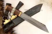 15" Premium Hand Forged J2 Steel Hunting Viking Runic Long Saxon Seax Sword