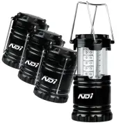 4 Pack Portable Outdoor LED Camping Lantern + 12 AA Batteries Black ND-001 OZ