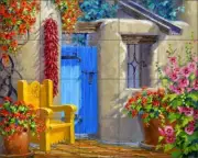 Courtyard Tile Backsplash Southwest Art Ceramic Mural MSA207