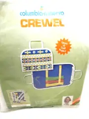 Vtg Crewel Columbia Minerva Embroidery 18x12 Needlework Carrying Case Project