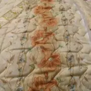 PreQuilted fabric home decor large scale print remnant peacock poppy 16x42