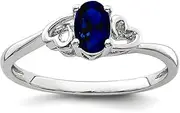 [JewelryWeb] 925 Sterling Silver Polished Created Sapphire Ring Band Style-Ring for Women