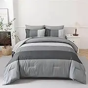 Australian Standard Light Weight Comforters Set-3 Piece All Seasons Bedding Set with Polyester Filling-Soft Quilt Donna Duvet Set-Includes Comforter & 2 Pillowcases (Greyish, Queen)