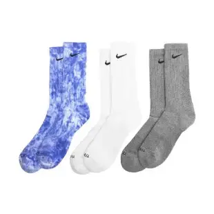 Nike 襪子 Everyday Plus Cushioned 長襪 藍 白 灰 中筒襪 渲染 運動襪 FB9948-902