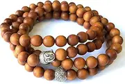 [Agar Creations] Mens Womens 108 Bead Sandalwood 8mm Mala Bracelet - Yoga Meditation Beads - Buddha Prayer Beads, 8mm, Sandalwood