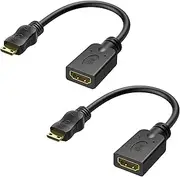 Cable Matters 2-Pack Mini HDMI to HDMI Adapter (HDMI to Mini HDMI Adapter) 6 Inches with 4K and HDR Support for Raspberry Pi Zero and More