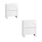 NNEED 2X Bedside Table 2 Drawers Side Table White