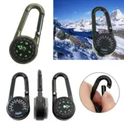 Compass Thermometer Outdoor Hiking Tactical Survival Carabiner Rings F8 E7Z7