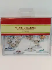 HOLIDAY WINE GLASS CHARM MARKERS - SET OF 6