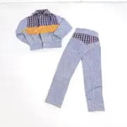 Vintage Ken Doll Clothes Blue Jeans Plaid Pants Fringe Southwestern Jacket 80s