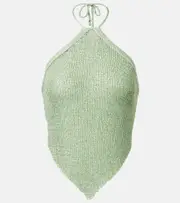 [Bananhot] Bananhot Liz sequined knitted halterneck top M/L green