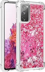 KBIKO-zxl Compatible with Samsung Galaxy S20 FE 5G Glitter Liquid Case, Mobile Phone Cases Liquid Colour Gradient Stars Cute Transparent Silicone Bumper Protective Case for Galaxy S20 FE 4G. Pink YBL