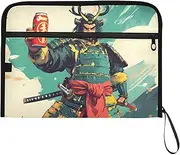 YMXFXP Expandable Filing Folder Soda Japanese Samurai, 13-Pocket Funny Cute Design with Sticky Labels, A4 Letter Size Document Organizer for Office, School, Boys, Girls