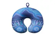 KORJO Squinchy Pillow Travel Neck Pillow Indigenous Home Country Blue SQA2