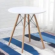 BRIBRION 80CM White Cafe Coffee Round Dining Table Living Office Eiffel Kitchen Wood Legs Wooden DSW Eames Replica 2 Seater 4 Seater Small Space Restaurant Indoor