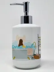 Cream Chinese Crested in Bathtub Ceramic Soap Dispenser Hand Soap Dispenser