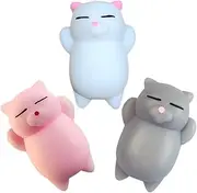 3 Pack Squishy Toys Set - 2.95 Inch Soft Kawaii Cat Stress Relief Fidget Toys Gifts for Kids Teens Adults Christmas Stocking Stuffers Party Favors