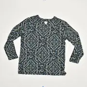 NEW Chico's Women Crew Neck Geometric Blouse Rayon Multicolor Size 3