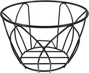 HANABASS 1 Set Round Metal Hanging Railing Planters,Hanging Railing Planter Flower Pot Holder Basket Iron Art Rack Fence Shelf Container for Balcony,Garden Black