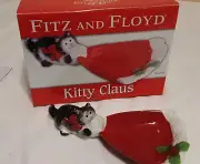 Fitz and Floyd Kitty Claus Tidbit Dish New in Box Red Hat