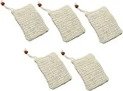 Beavorty Exfoliating Body 5pcs Sisal Soap Pouch Drawstring for Quick Drying Storage