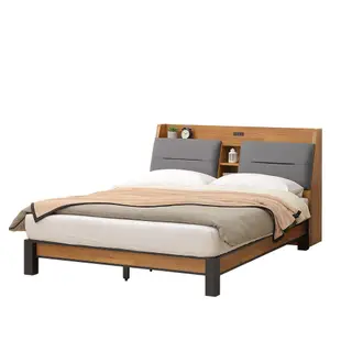Homelike 愛瑪附插座床架組-雙人加大6尺(二色) 雙人加大床組 雙人加大床架 6尺床組