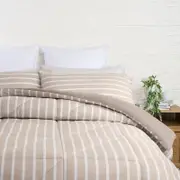 Sheraton Luxury Reversible Stripe Washable Quilt Latte (Queen, King)