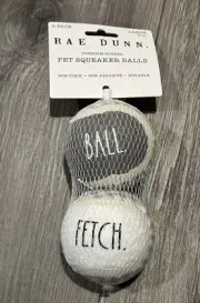 RAE DUNN Premium Rubber Pet DOG Squeaker Tennis Balls FETCH BALL Toy Gray NEW