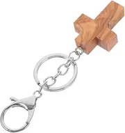 [FRCOLOR] Cross Keychain Pendant Decorative Bag Charm for Men Women Unique Religious Key Chain present Cross Design Natural Texture