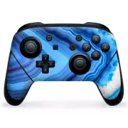 Nintendo Switch Pro Controller Skin Decal Vinyl Wrap - Crystal Blue Ice Marble
