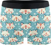 [FRODOTGV] Gemetric Fox Faces Blue Mens Boxer Brief Shorts Breathable Underwear for Men Compression Boxer Para Hombre